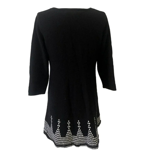 Nine West Sweater Dress Black White Boarder Hem Knit Pullover Size L 3/4 sleeve - Picture 2 of 9